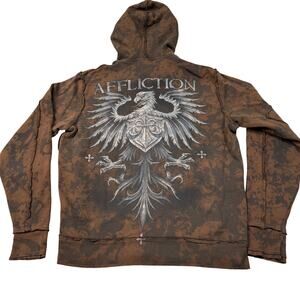 Affliction Hoodie "imperial" S Sweatshirt Warbird Brown Vintage Y2K